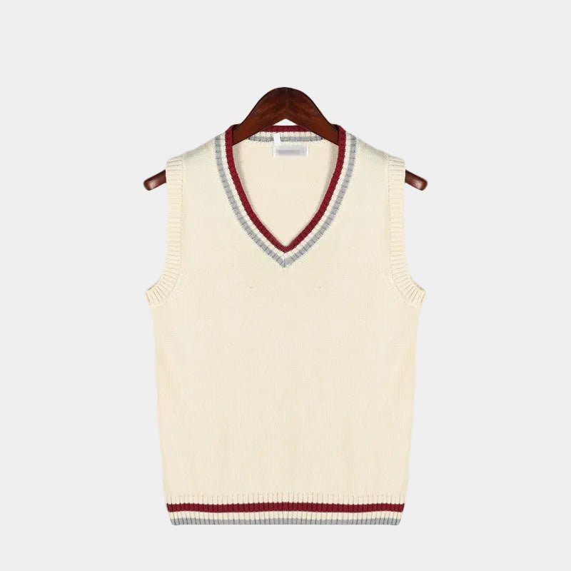 Pull sans manches homme col V en maille torsadée 6