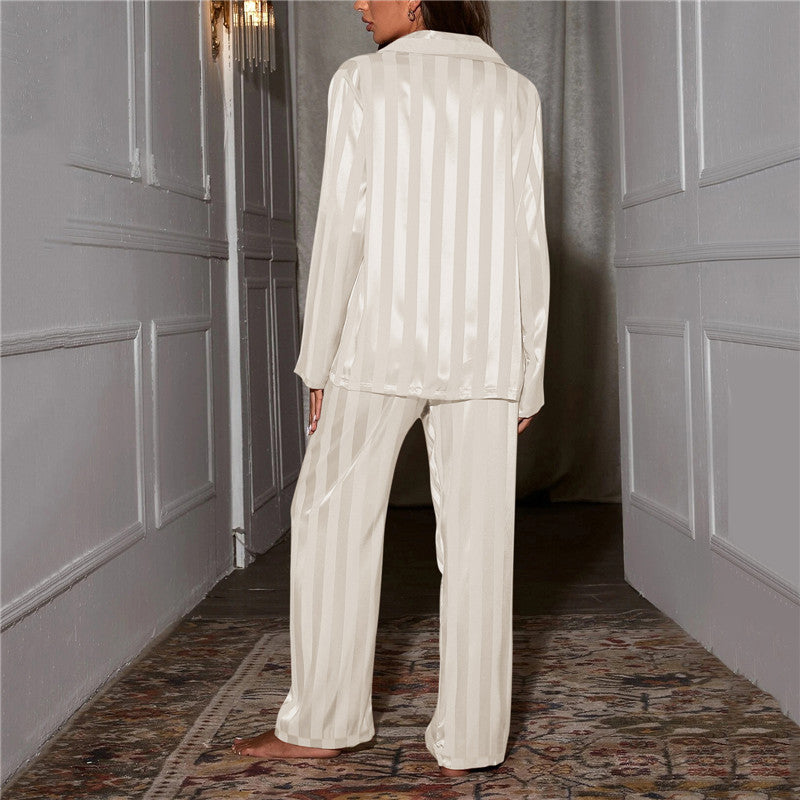 Pyjama femme rayé boutonné à col tailleur 14