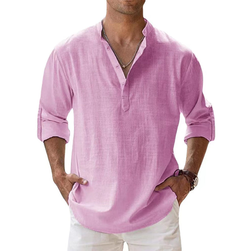 Chemise en lin pour homme à col boutonné alliant légèreté estivale et élégance décontractée