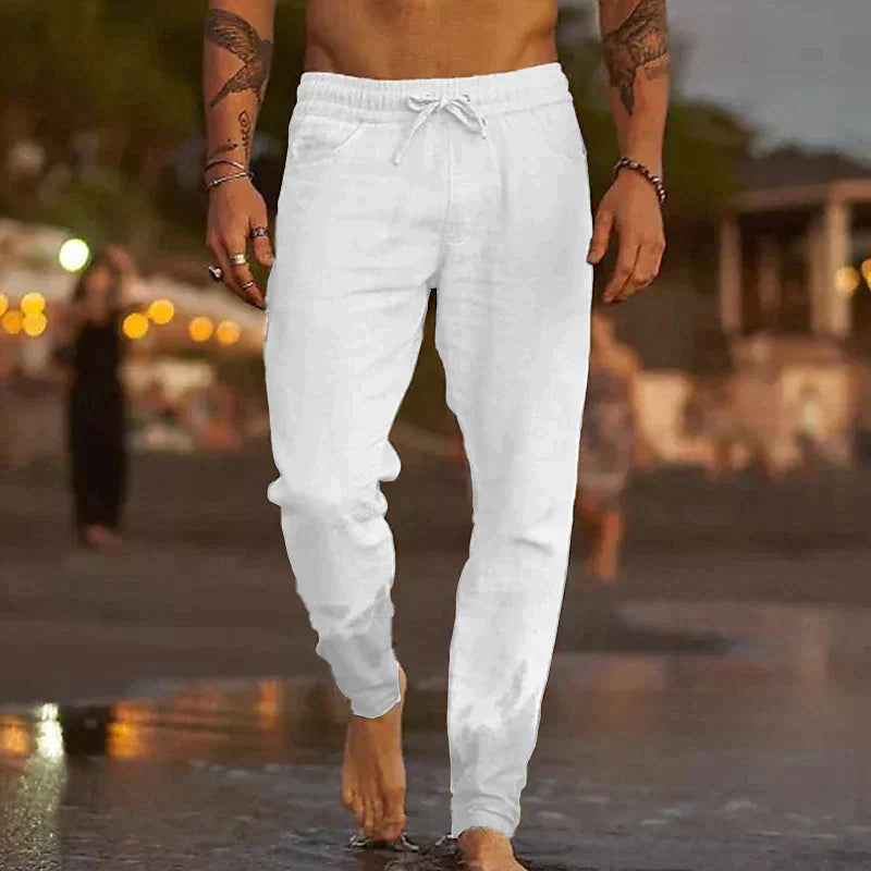 Pantalon homme en lin coupe décontractée – élégance naturelle et confort estival