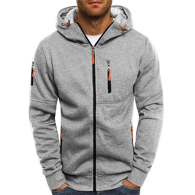 Sweat zippé à capuche pour homme automne en coton mélangé au style sportif avec détails contrastés Mauro