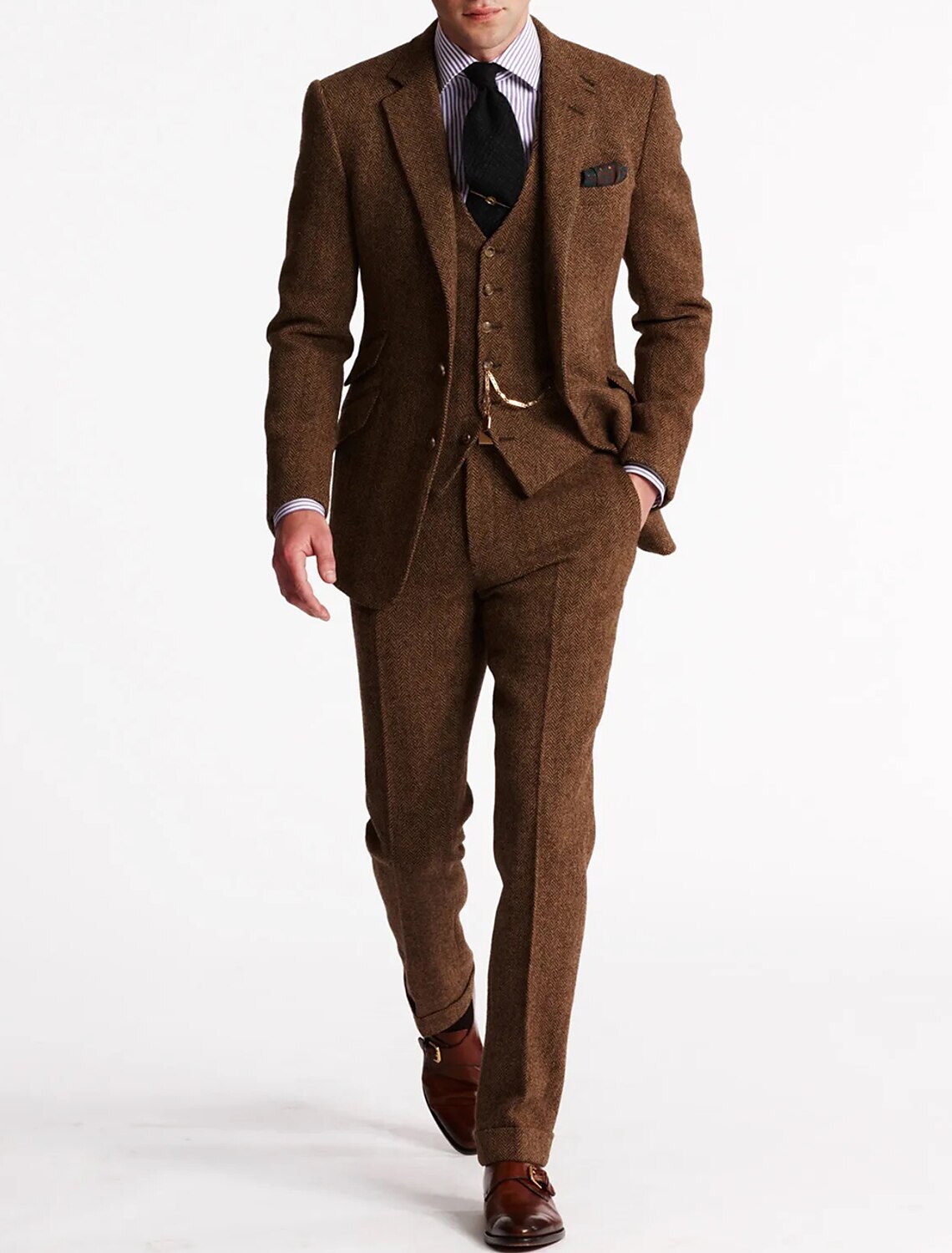 Costume smoking tweed pour homme élégant et raffiné en laine coupe ajustée Émile