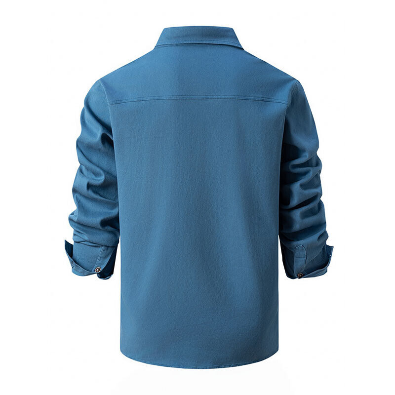 Chemise à manches longues pour homme automne résistante fonctionnelle en coton avec poches poitrine Gaspard