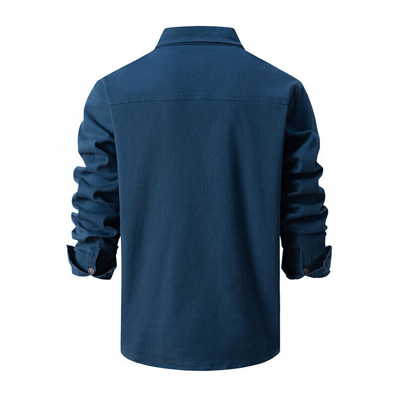 Chemise à manches longues pour homme automne résistante fonctionnelle en coton avec poches poitrine Gaspard