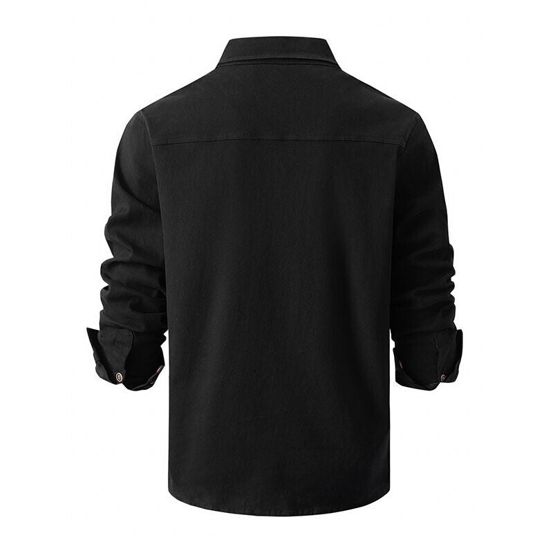 Chemise à manches longues pour homme automne résistante fonctionnelle en coton avec poches poitrine Gaspard