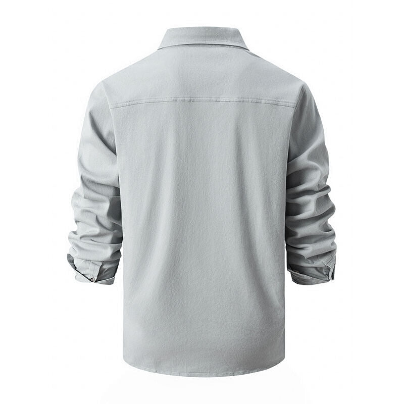 Chemise à manches longues pour homme automne résistante fonctionnelle en coton avec poches poitrine Gaspard