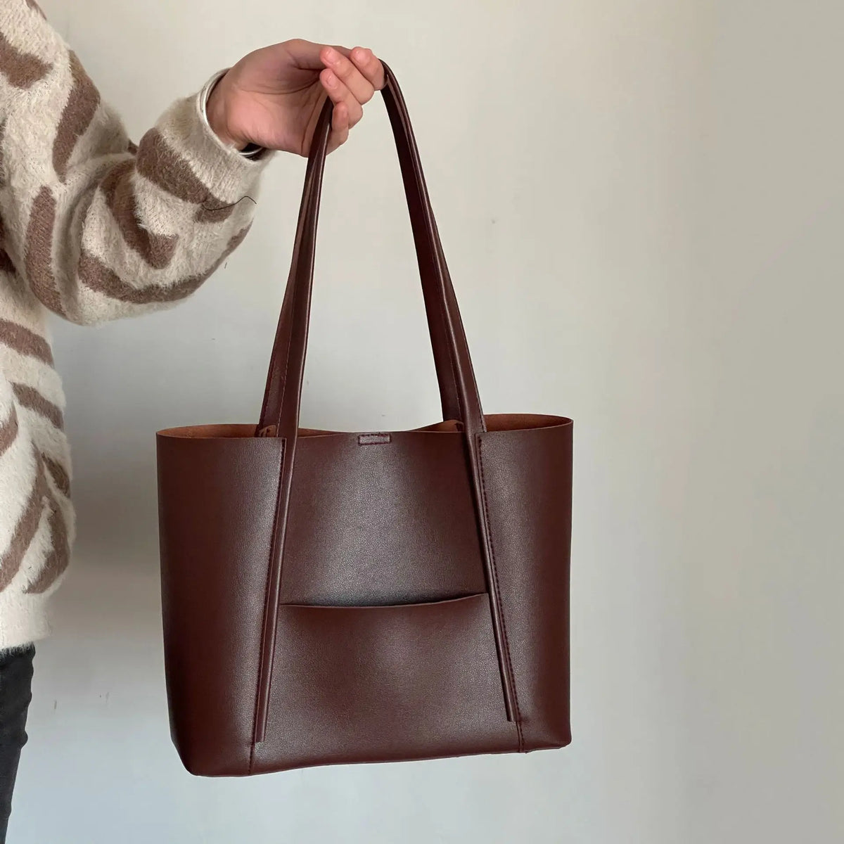 Sac à main femme en cuir à poignée et grande contenance 2