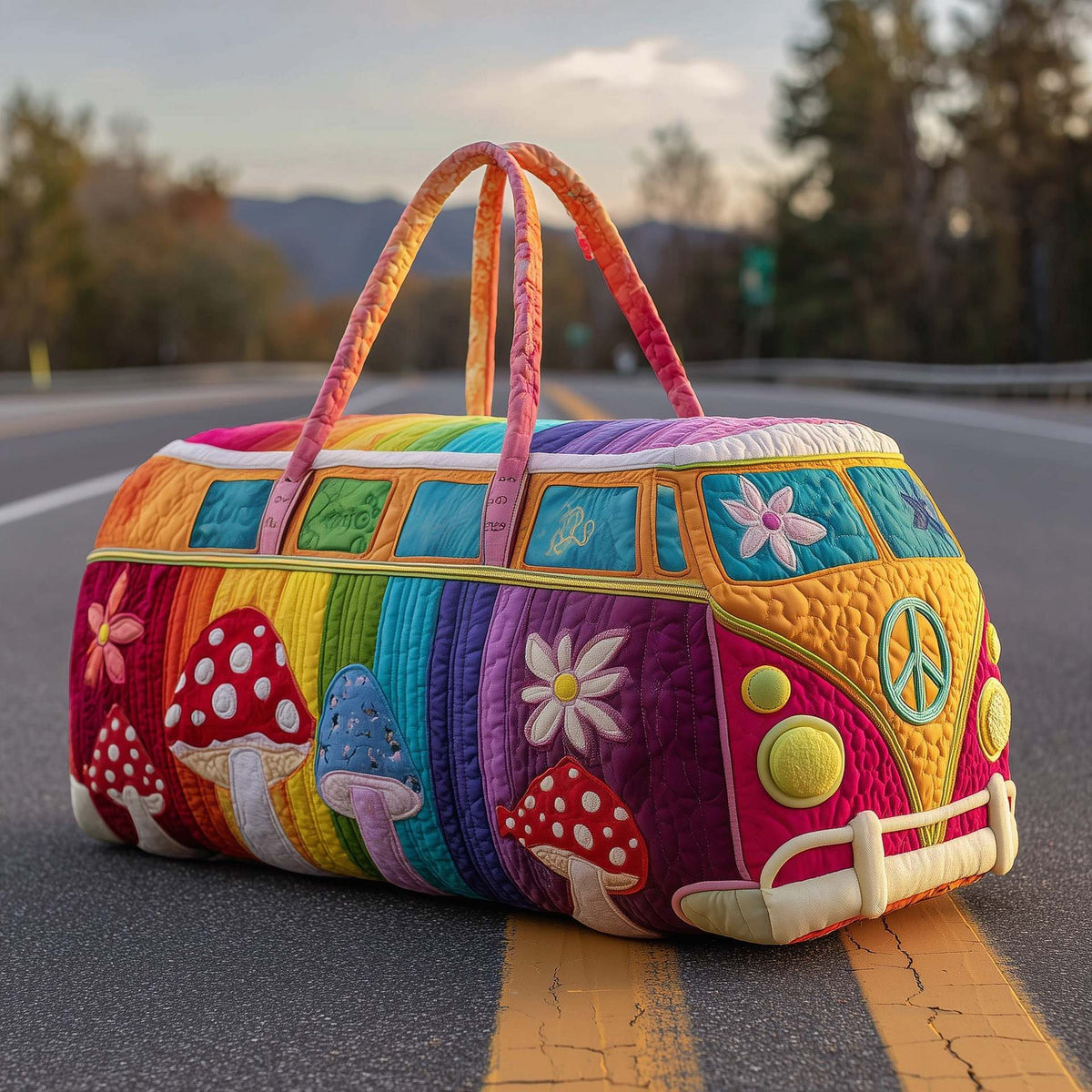 Sac de voyage matelassé bohème à imprimé avec anses 1