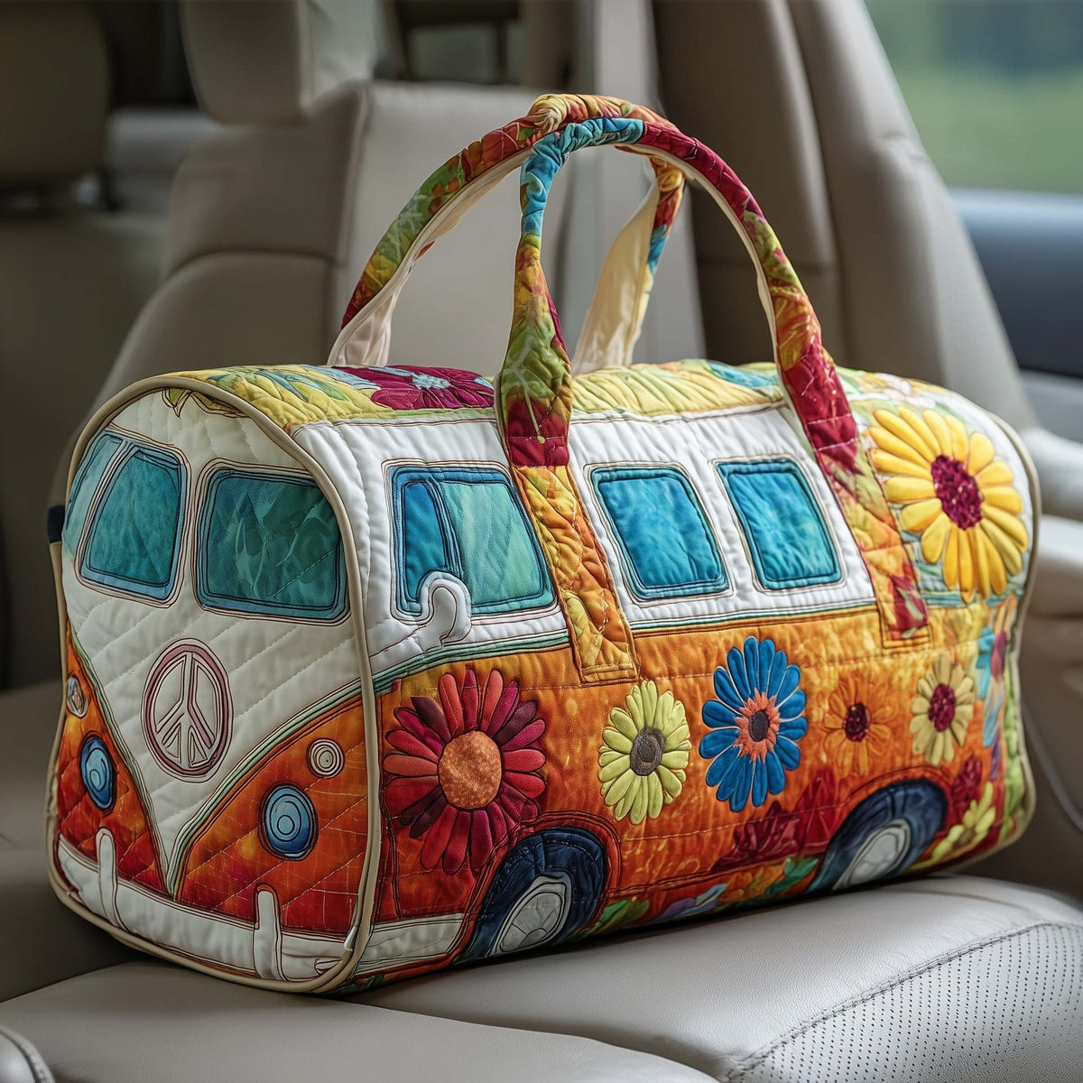 Sac de voyage matelassé bohème à imprimé avec anses 12