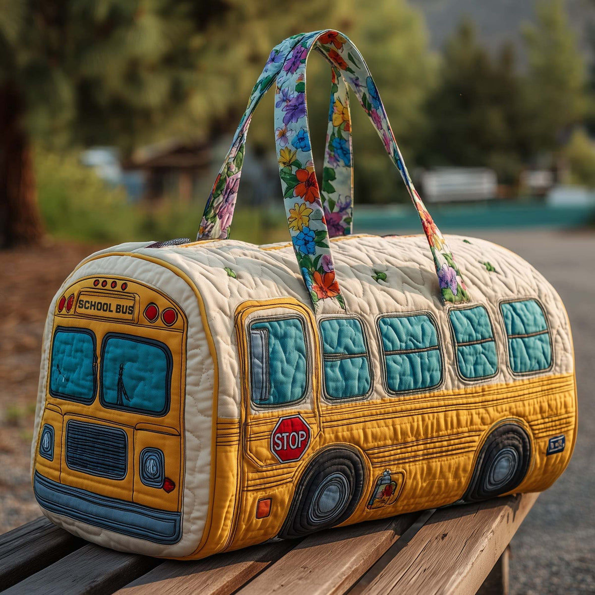Sac de voyage matelassé bohème à imprimé avec anses 13