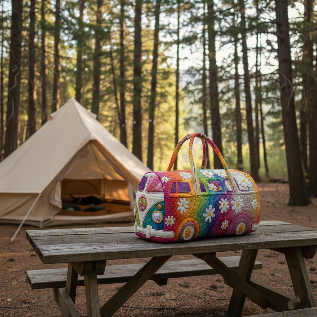 Sac de voyage matelassé bohème à imprimé avec anses 15