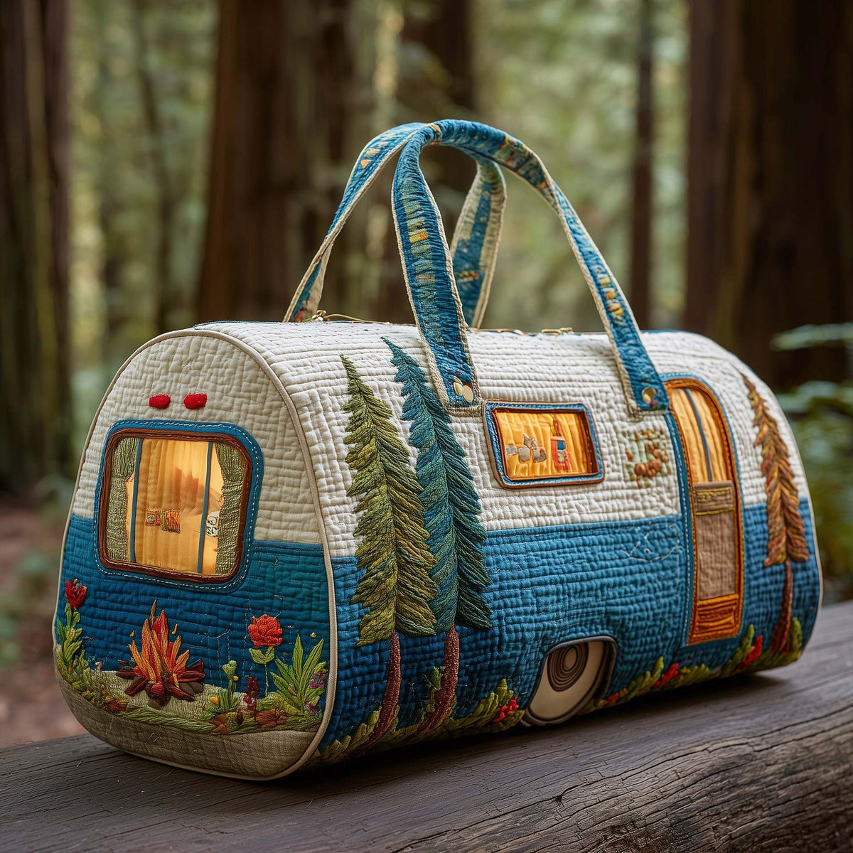 Sac de voyage matelassé bohème à imprimé avec anses 3