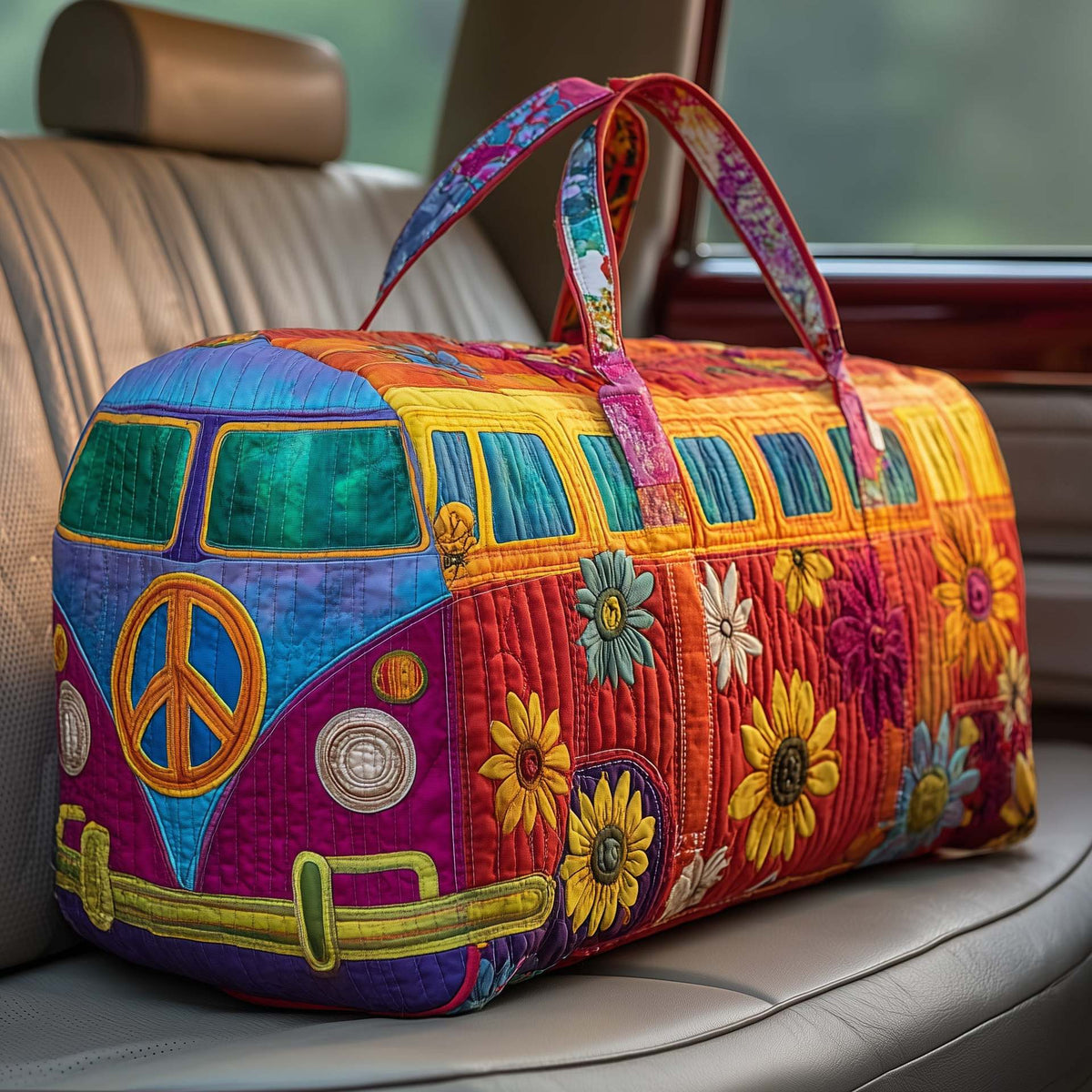Sac de voyage matelassé bohème à imprimé avec anses 5