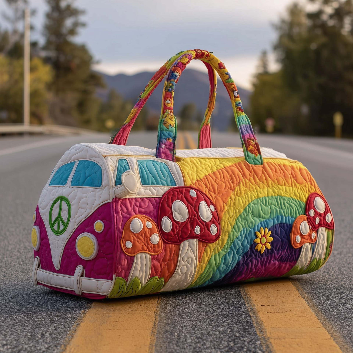 Sac de voyage matelassé bohème à imprimé avec anses 6