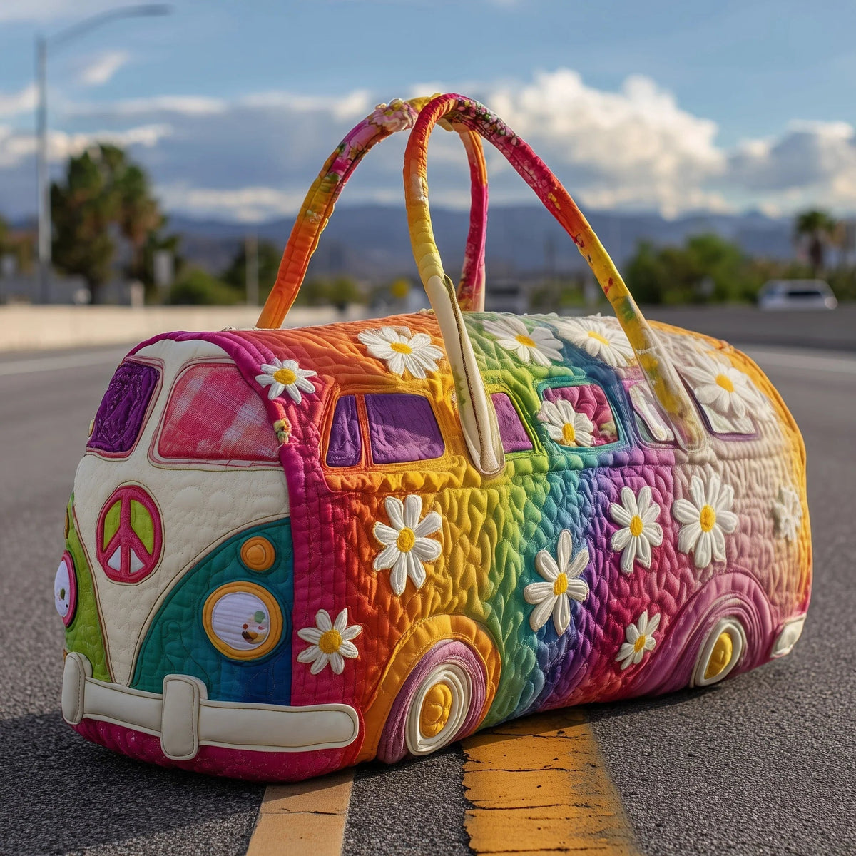 Sac de voyage matelassé bohème à imprimé avec anses 9
