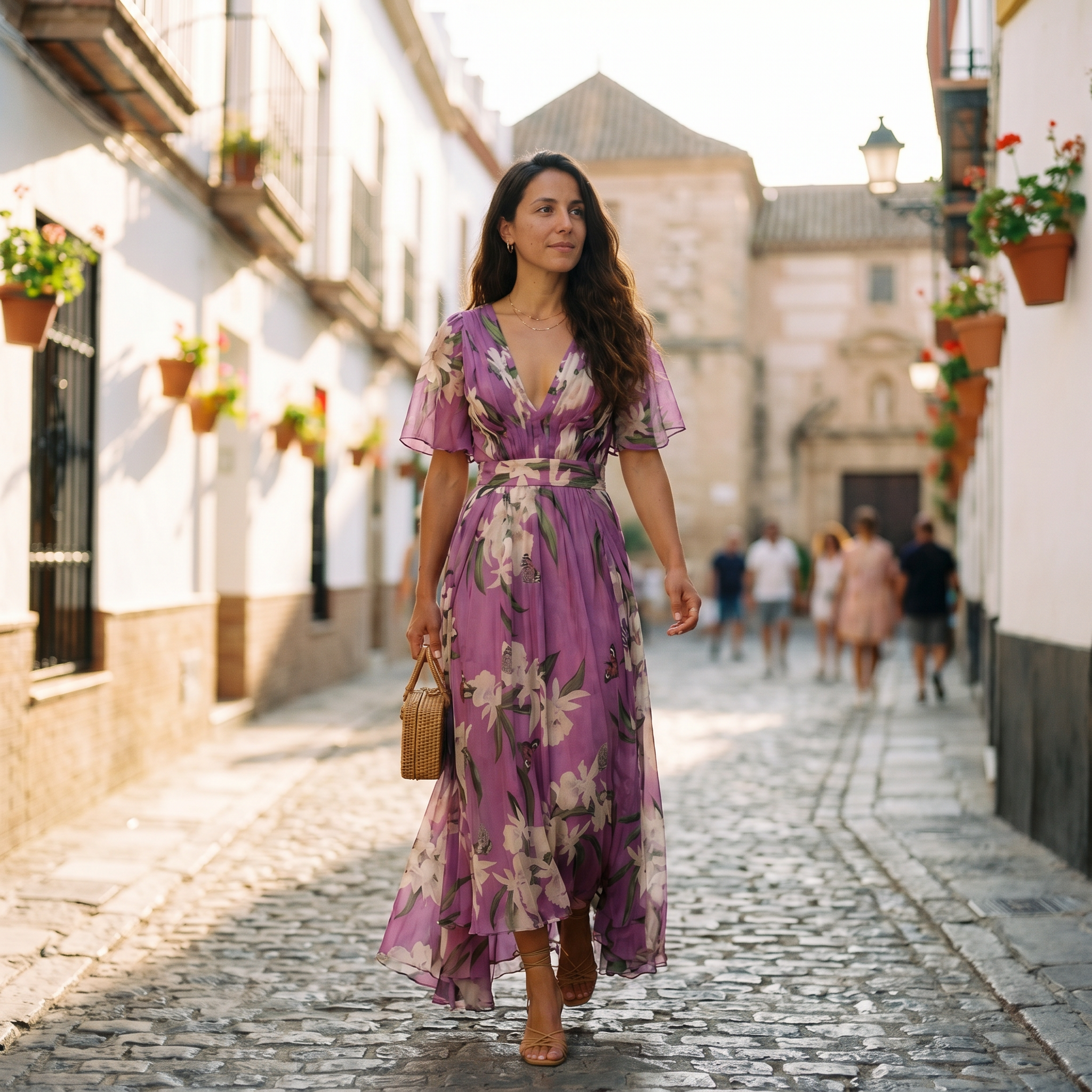 Albane – Robe maxi d'été fleurie à col en V et coupe confortable femme