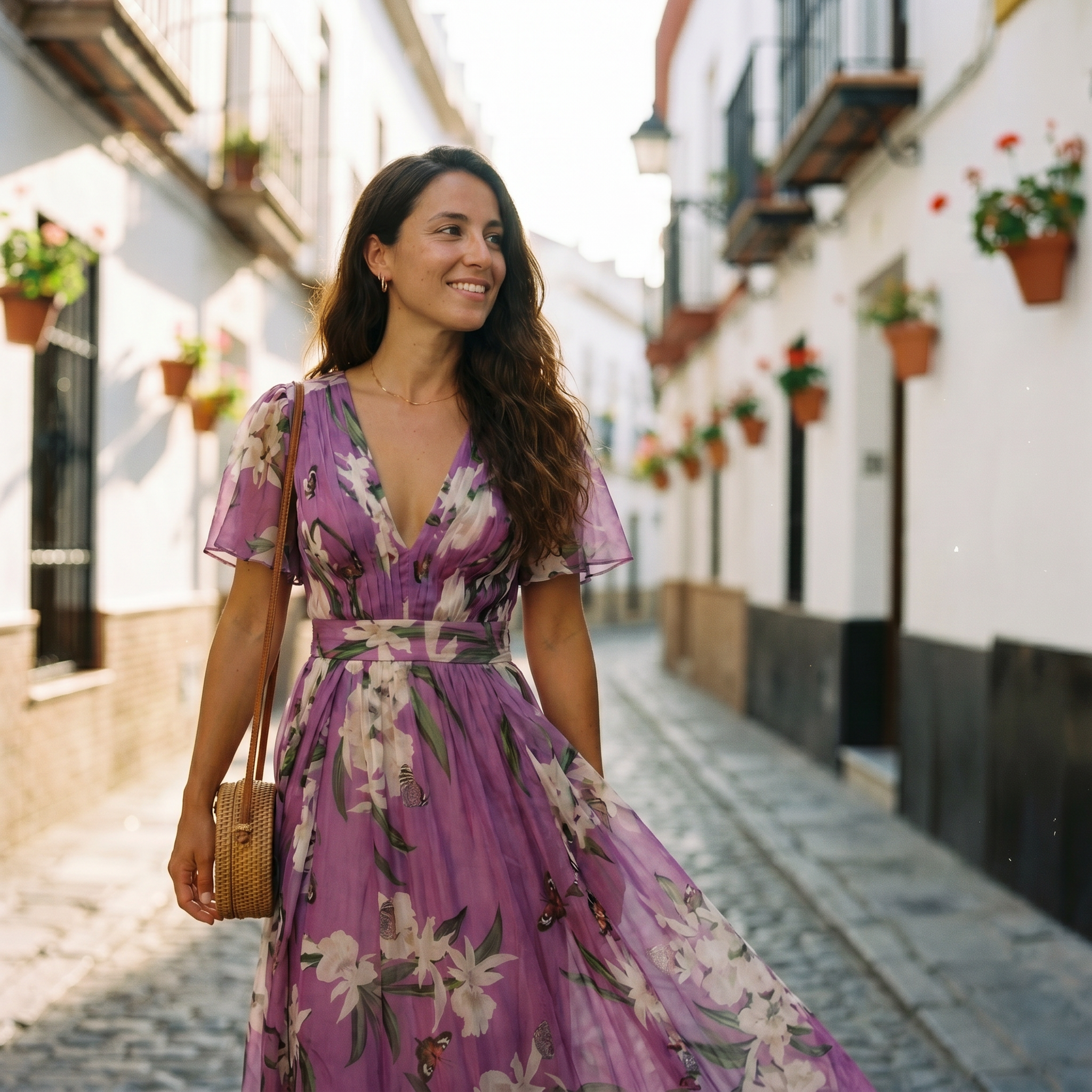 Albane – Robe maxi d'été fleurie à col en V et coupe confortable femme