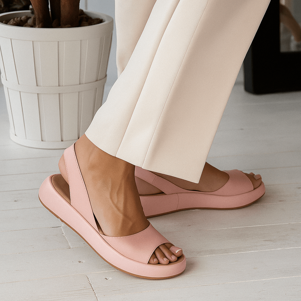 Sandales compensées femme à bout ouvert et bride arrière