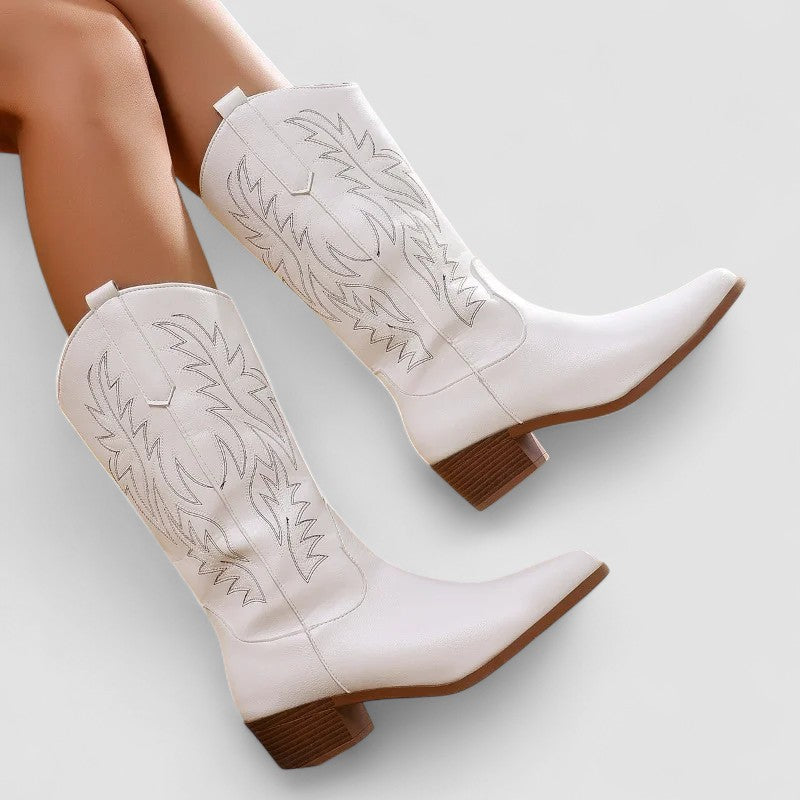 Santiags à broderie western, talon bottier et bout pointu 4
