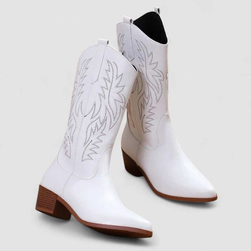 Santiags à broderie western, talon bottier et bout pointu 5