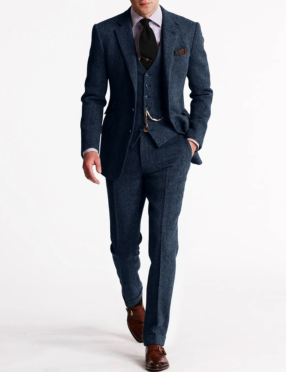 Costume smoking tweed pour homme élégant et raffiné en laine coupe ajustée Émile