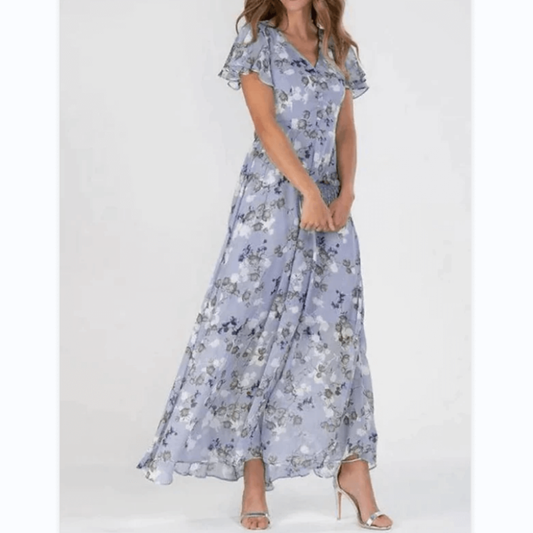 Mathilde – Robe maxi formelle d’été à imprimé floral femme