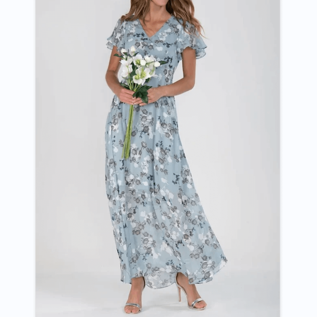 Mathilde – Robe maxi formelle d’été à imprimé floral femme
