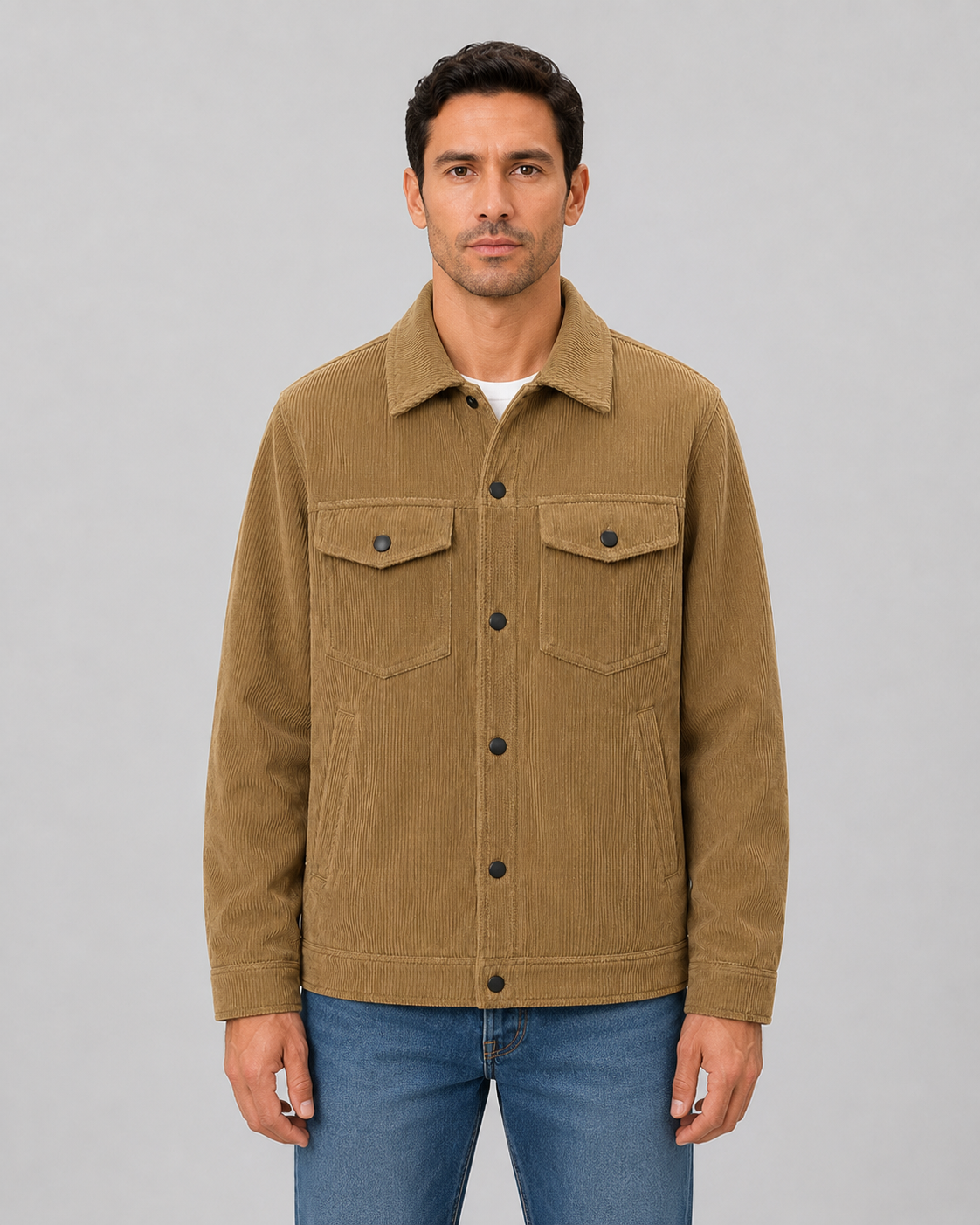 Surchemise en velours côtelé homme boutonnée à col chemise et poches poitrine 3