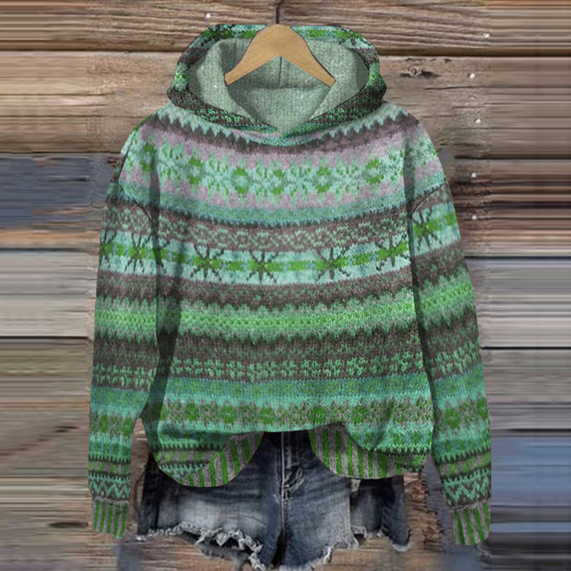 Sweat à capuche femme chaud à motif norvégien 2
