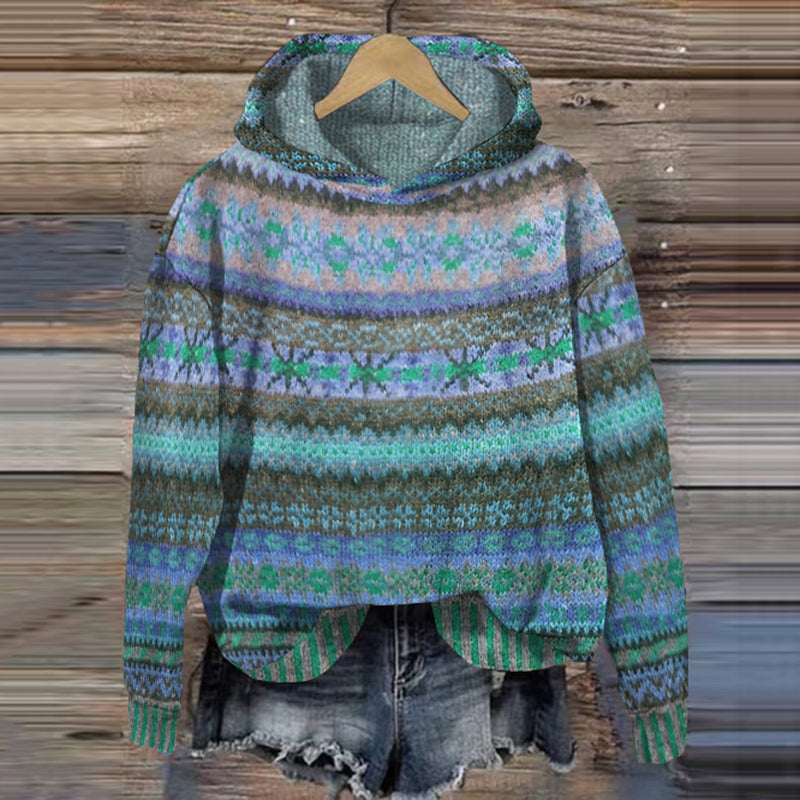 Sweat à capuche femme chaud à motif norvégien 3