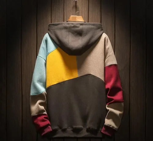 Sweat à capuche homme à blocs de couleur avec poche kangourou et cordon de serrage