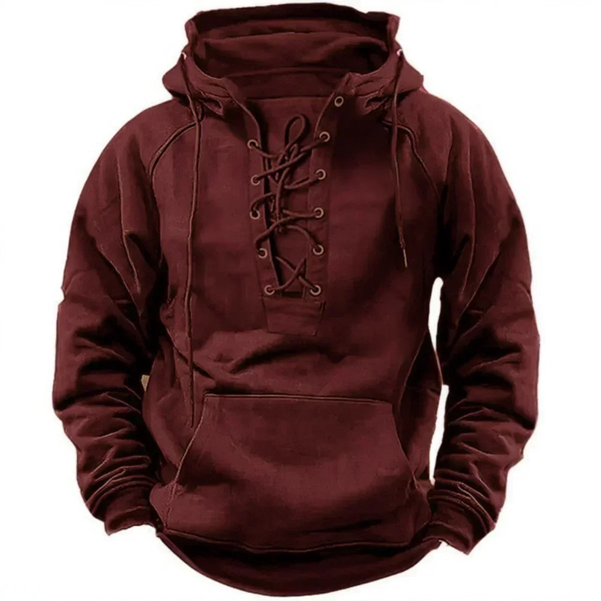 Sweat à capuche homme à laçage rétro et poche kangourou coupe ample 2