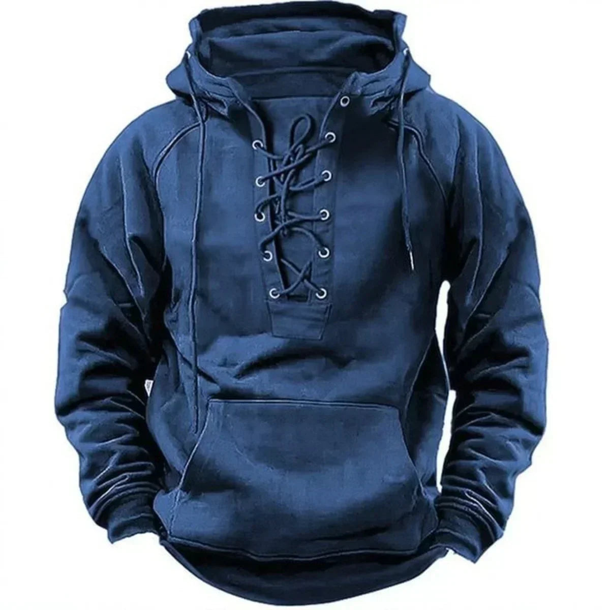 Sweat à capuche homme à laçage rétro et poche kangourou coupe ample 3