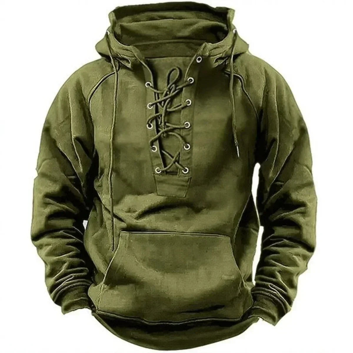 Sweat à capuche homme à laçage rétro et poche kangourou coupe ample 5