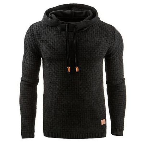 Sweat à capuche homme en maille gaufrée avec poignets à passe-pouce et coupe slim