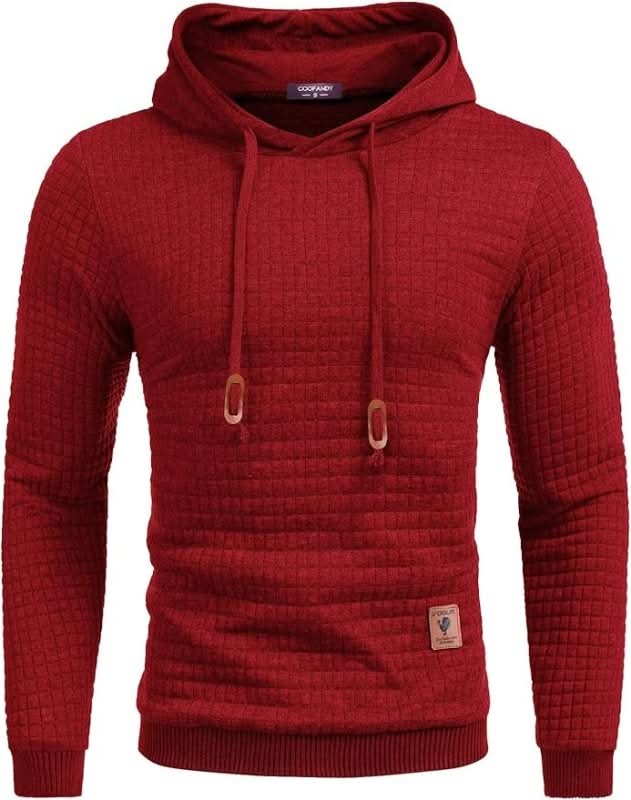Sweat à capuche homme en maille gaufrée avec poignets à passe-pouce et coupe slim