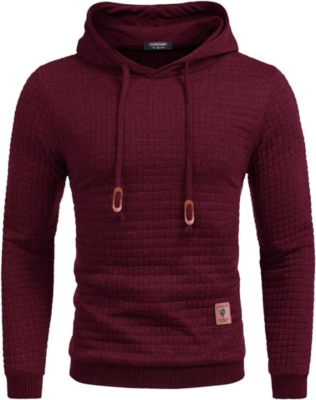 Sweat à capuche homme en maille gaufrée avec poignets à passe-pouce et coupe slim