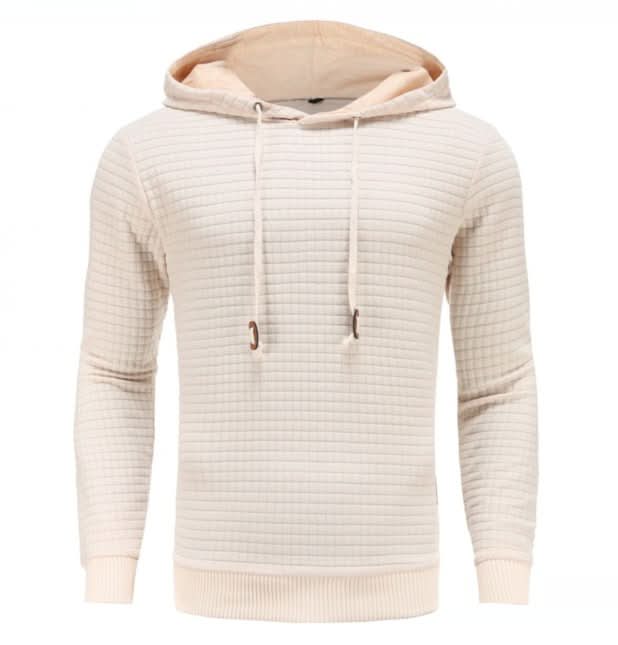 Sweat à capuche homme en maille gaufrée avec poignets à passe-pouce et coupe slim