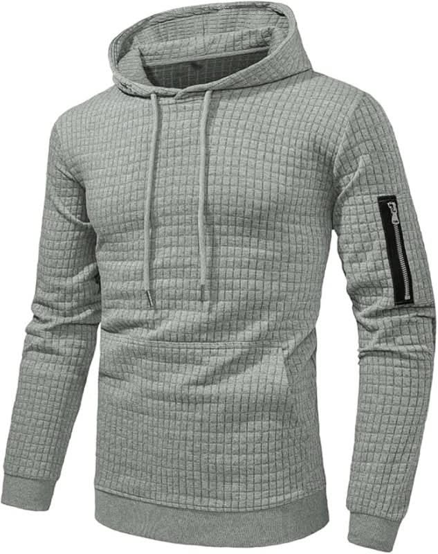 Sweat à capuche homme en polyester extensible coupe slim et poignets côtelés