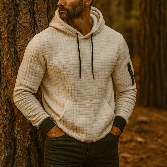 Sweat à capuche homme en polyester extensible coupe slim et poignets côtelés