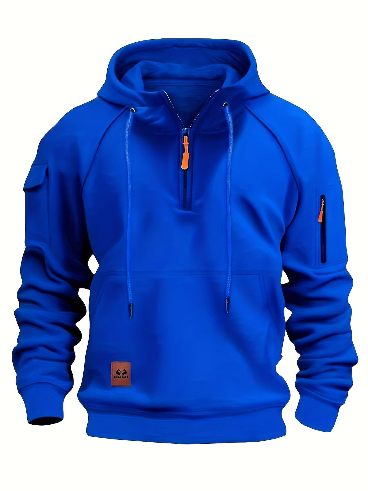 Sweat à capuche homme utilitaire demi-zip à poches multiples et manches raglan 12