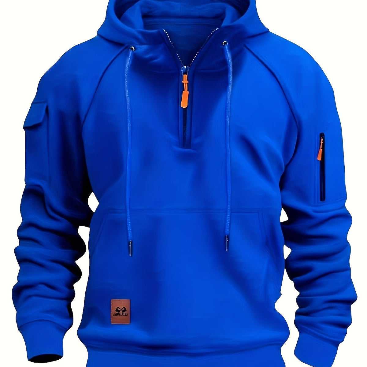 Sweat à capuche homme utilitaire demi-zip à poches multiples et manches raglan 2