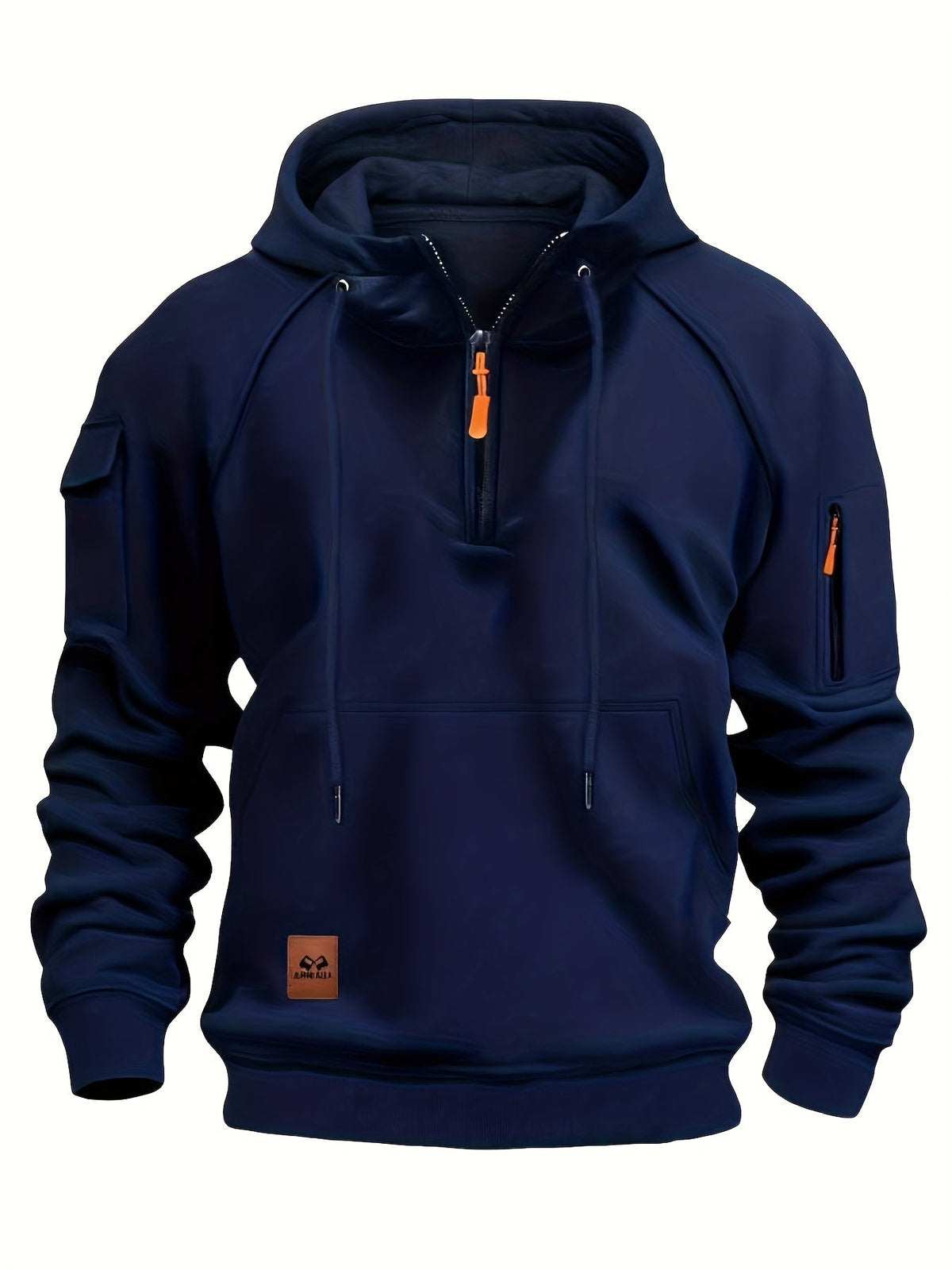 Sweat à capuche homme utilitaire demi-zip à poches multiples et manches raglan 25