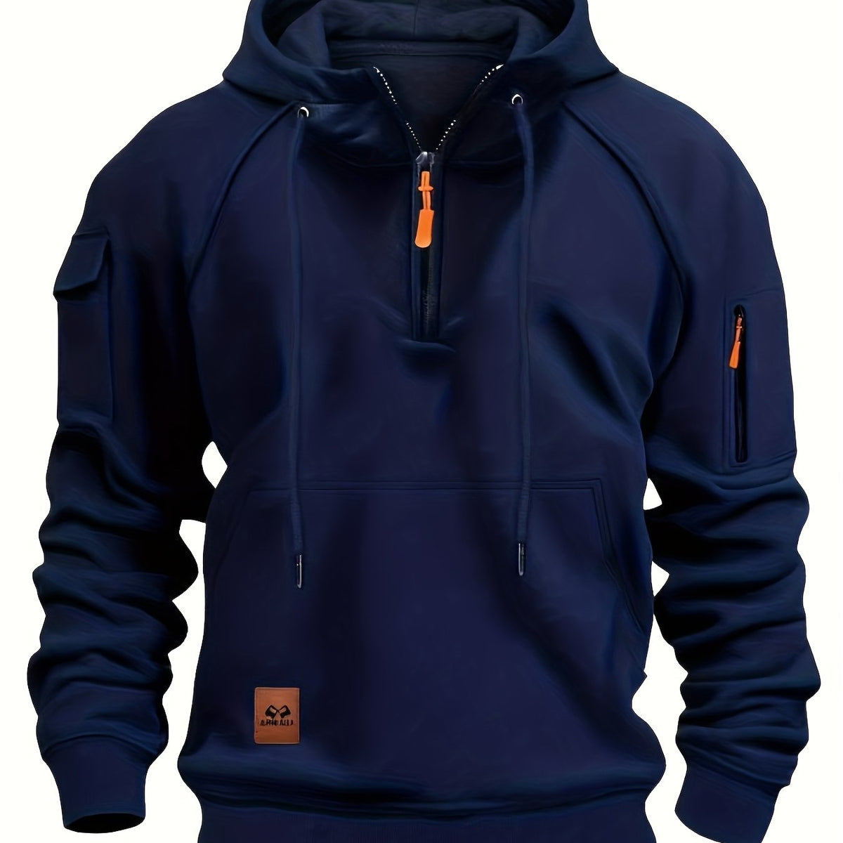 Sweat à capuche homme utilitaire demi-zip à poches multiples et manches raglan 6