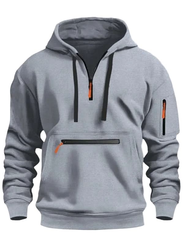 Sweat à capuche homme zippé en polyester et polaire avec poche avant renforcée
