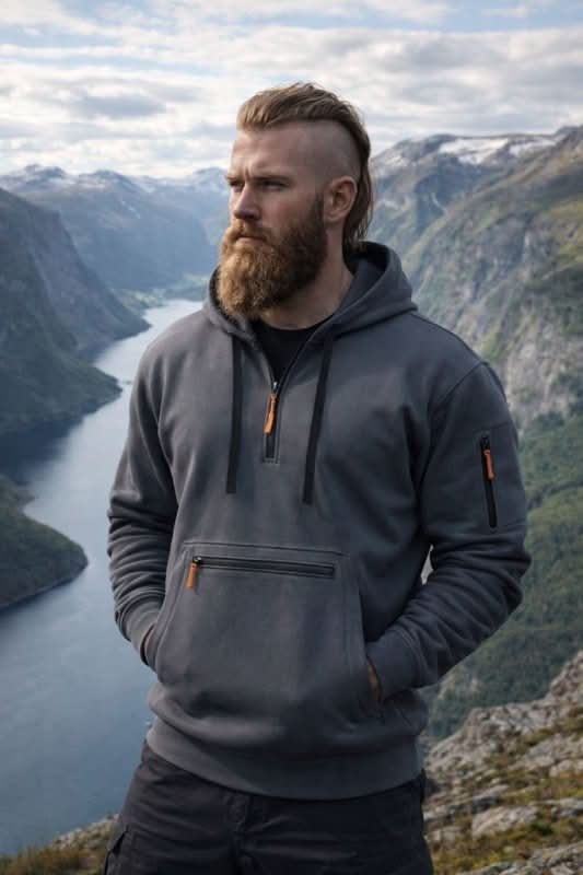 Sweat à capuche homme zippé en polyester et polaire avec poche avant renforcée