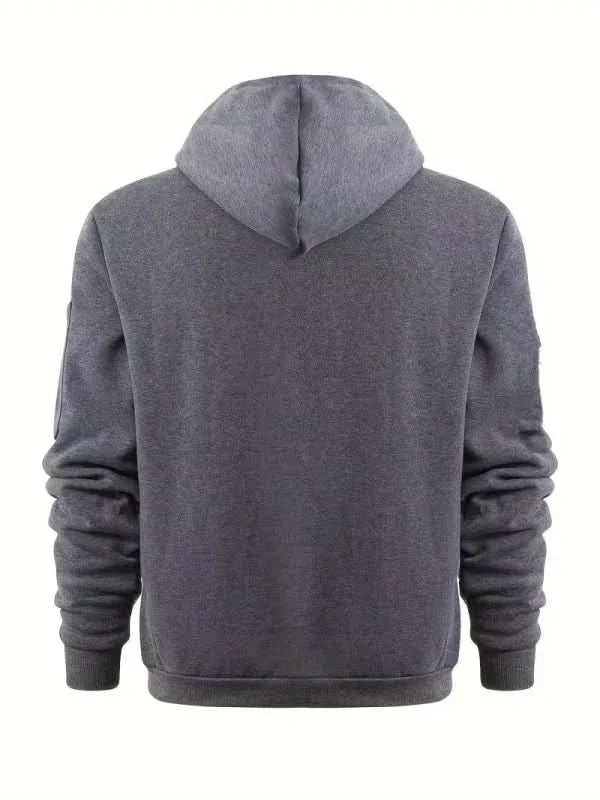 Sweat à capuche homme zippé en polyester et polaire avec poche avant renforcée