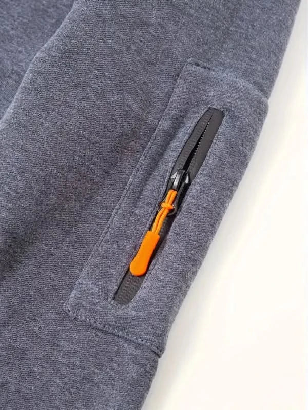 Sweat à capuche homme zippé en polyester et polaire avec poche avant renforcée