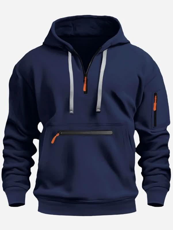 Sweat à capuche homme zippé en polyester et polaire avec poche avant renforcée