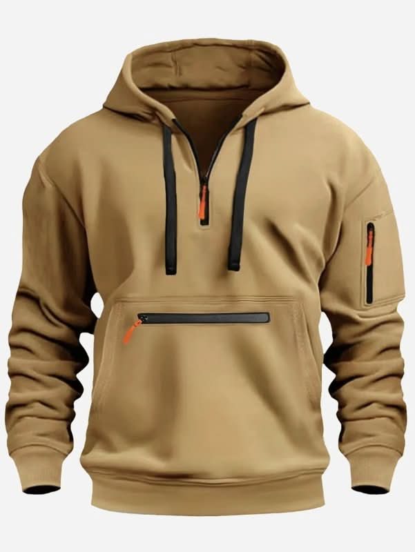 Sweat à capuche homme zippé en polyester et polaire avec poche avant renforcée